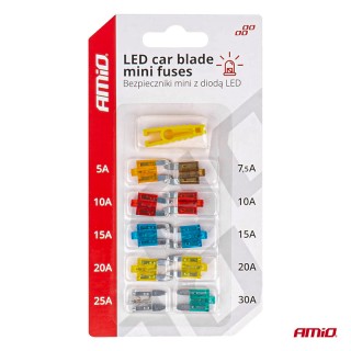 Мини предпазители за кола с LED индикатор 10 бр.