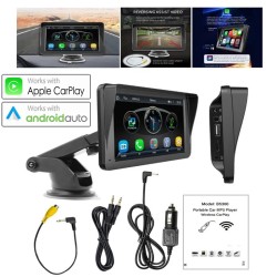 Преносима мултимедия за автомобил 7 инча с безжичен Apple Carplay, Android Auto, Bluetooth, Mirror Link, GPS