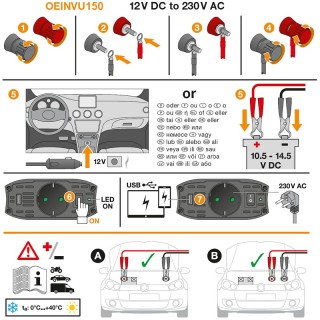 Инвертор на напрежение от 12V на 220V 150W OSRAM