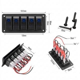 Табло за вграждане с 5 ключа 12-24V