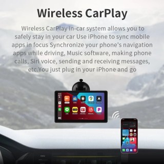 Преносима мултимедия за автомобил 7 инча с безжичен Apple Carplay, Android Auto, Bluetooth, Mirror Link, GPS