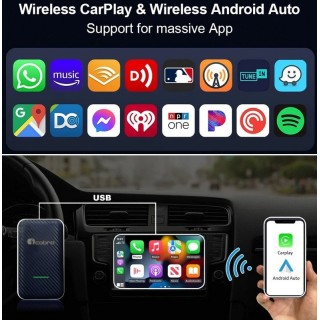 Безжичен адаптер за кола Apple CarPlay Android Auto