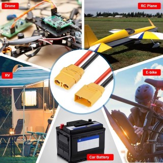 Комплект конектори XT90H с 140мм 10AWG силиконов кабел