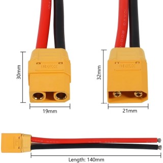 Комплект конектори XT90H с 140мм 10AWG силиконов кабел