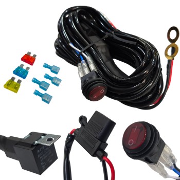 Кабели с реле и ключ за един LED фар 3м