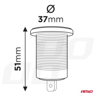 USB зарядно за два телефона Type-C за вграждане в таблото с волтметър 12 / 24V