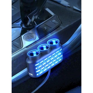 Разклонител за запалка на кола 12 / 24V с 3 гнезда и 2 USB порта