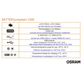 Стартиращо устройство за автомобил OSRAM BATTERYjumpstart 1500