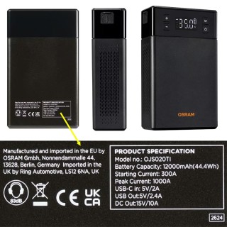 5 в 1 Стартиращо устройство за автомобил с компресор и фенер OSRAM 1000TI