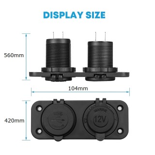 Панел за вграждане с 2 USB и гнездо за запалка