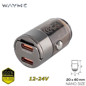 Бързо зарядно за кола USB 2 Х Type-C PD 45W 12 / 24V