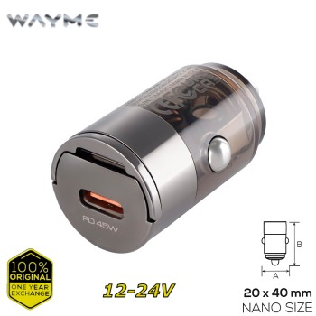 Бързо зарядно за кола USB Type-C PD 45W 12 / 24V