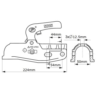 Лапа за ремарке / ключалка за теглич / 3000кг SPP BC-3000C