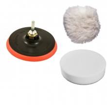 Комплект полираща гъба бяла с диск за флекс и кече