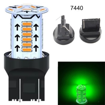 Диодна крушка (LED крушка) 12V, W21W, W3x16d, T20 зелена светлина 2 бр.