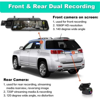 Видеорегистратор с огледало за обратно виждане с вграден монитор и камера за заден ход