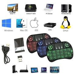 Мини безжична клавиатура с тъчпад мишка и подсветка 3 цвята USB