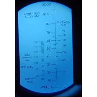 Рефрактометър - тестер за антифриз за електролита на акумулатора и течността за чистачки