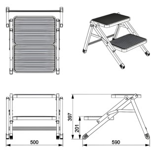Сгъваема стълба 2 стъпала