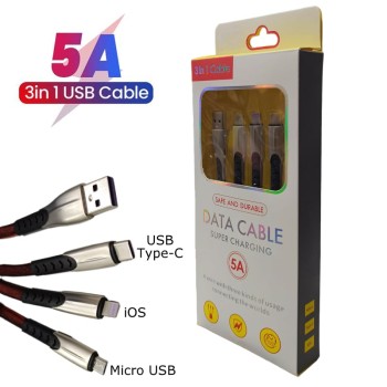 USB кабел за зареждане и прехвърляне на данни 3 в 1