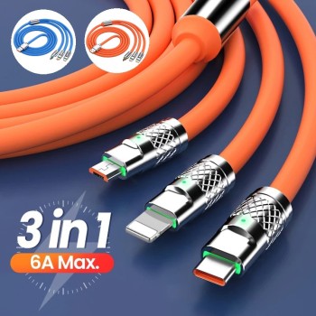 USB силиконов кабел за зареждане 3 в 1