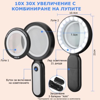 Лупа с LED осветление и сменяеми лещи