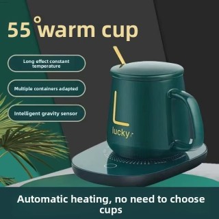 Керамична чаша с нагревател и лъжичка в подаръчен комплект