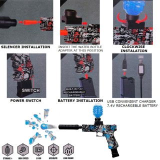 Детски пистолет с водни топчета SUPER GLOCK