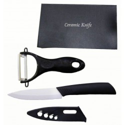 Луксозен комплект керамичен нож с калъф и белачка за зеленчуци