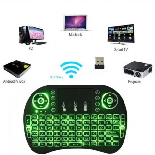 Мини безжична клавиатура с тъчпад мишка и подсветка 3 цвята USB
