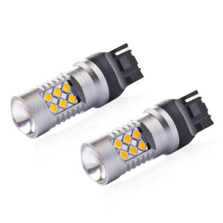 Диодна крушка (LED крушка) 12V, WY21W, W3x16d, T20 Жълта светлина 2 бр.