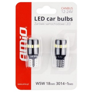 Диодна крушка (LED крушка) 12/24V, W5W, T10, W2.1x9.5d, Canbus, блистер 2 бр