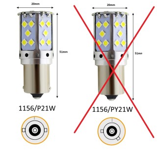 Диодна крушка (LED крушка) 12V, 24V, P21W, BA15s, блистер 2 бр.