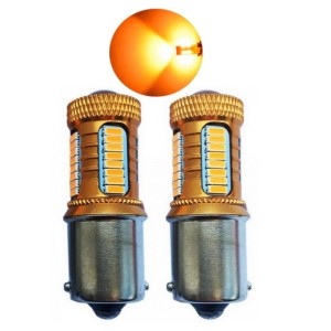 Диодна крушка (LED крушка) 12V, P21W, BA15s, блистер 2бр. оранжева светлина