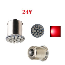 Диодна крушка (LED крушка) 24V, P21W, BA15s, червена светлина 1бр.