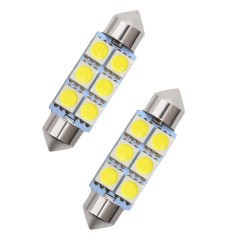 Диодна крушка (LED крушка) 12V, C10W, SV8.5, 39мм, блистер 2 бр.