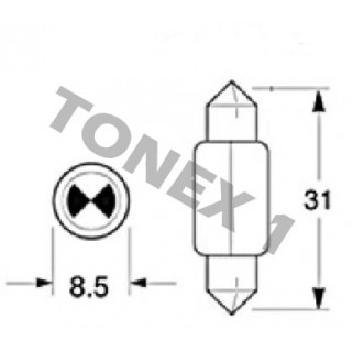 Диодна крушка (LED крушка) 12V, C5W, SV8.5, 31мм, блистер 2 бр.