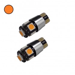 Диодна крушка (LED крушка) 12V, W5W, T10, W2.1x9.5d, блистер 2 бр. оранжева светлина