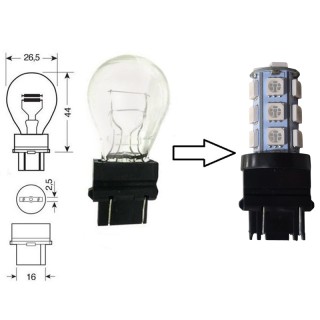 Диодна крушка (LED крушка) 12V, P27/7W, W2.5x16q зелена светлина