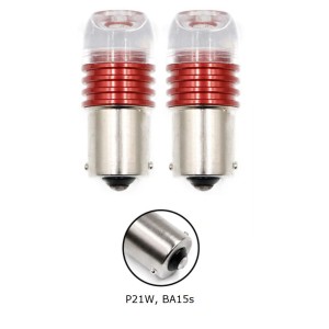 Диодна крушка (LED крушка) 12V, P21W, BA15s, червена светлина 1бр