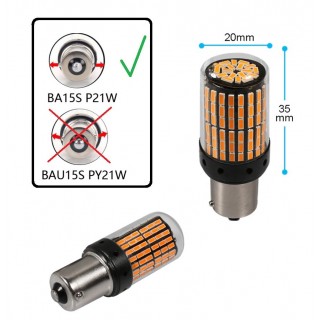 Диодна крушка (LED крушка) 12V, P21W, BA15s, 1бр. оранжева светлина