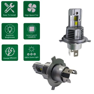 Диодна крушка (LED крушка) 12V, H4, P43T, блистер 2бр