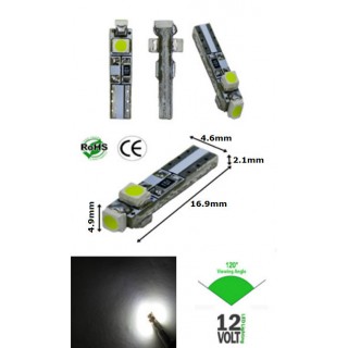 Диодна крушка (LED крушка) 12V, W1.2W, T5, W2x6.4d, Canbus, блистер 2 бр.