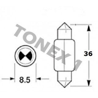Диодна крушка (LED крушка) 12V, C5W, SV8.5, 36мм, блистер 2 бр.