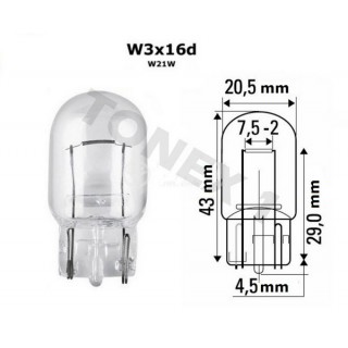 Диодна крушка (LED крушка) 12V, W21W, W3x16d, блистер 2 бр.