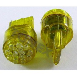Диодна крушка (LED крушка) 12V, W21W, W3x16d, Жълта светлина, блистер 2 бр.