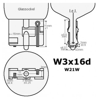 Диодна крушка (LED крушка) 12V, W21W, W3x16d, Жълта светлина, блистер 2 бр.