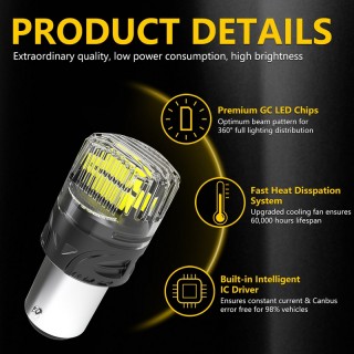 Диодна крушка (LED крушка) 12V, P21/5W, BAY15d, блистер 2 бр.