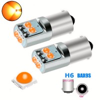 Диодна крушка (LED крушка) 12V, H6W, BAX9s оранжева светлина