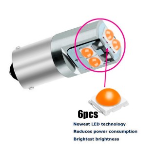 Диодна крушка (LED крушка) 12V, H6W, BAX9s оранжева светлина